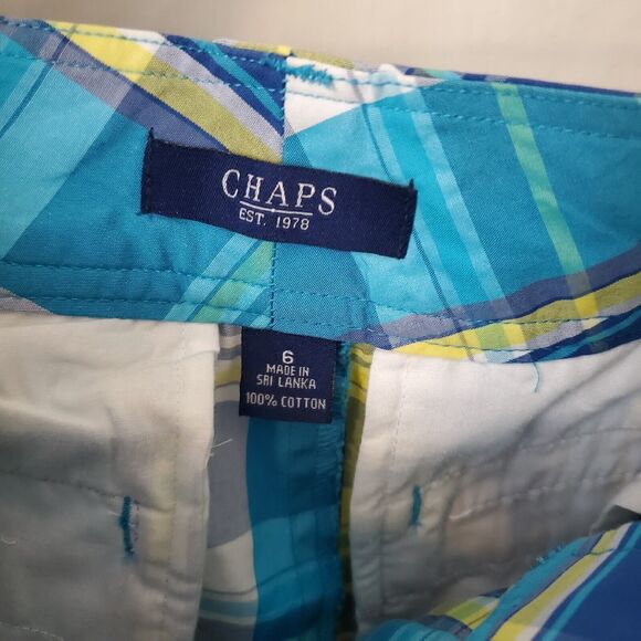 Chaps Plaid Skirt Womens Size 6 Pencil Straight Turquoise - Picture 5 of 5